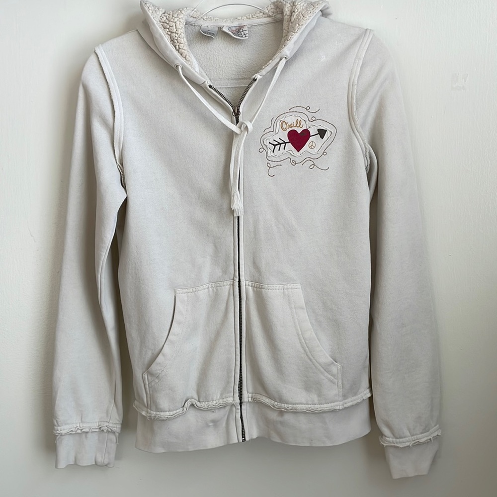 O’Neill - Fleece Lined Cream Zippered Hoodie